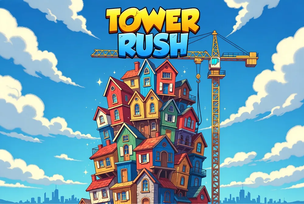 Tower Rush crane illustrating the login and registration route